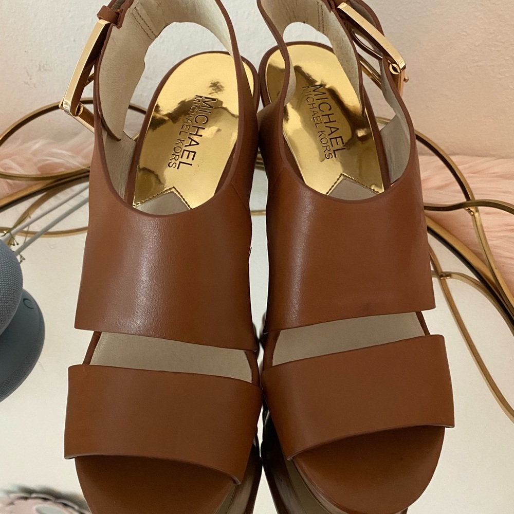 Michael Kors Brown Leather wedges with Chunky Design
